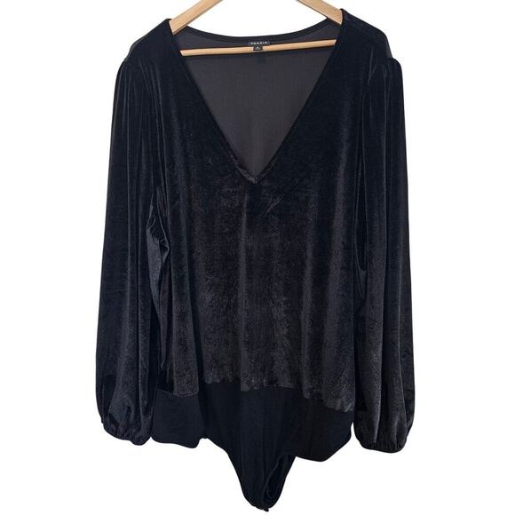 Torrid Velvet  Bodysuit Womens 5X Black Stretch Long Sleeve Glam Whimsygoth Goth - Picture 1 of 10